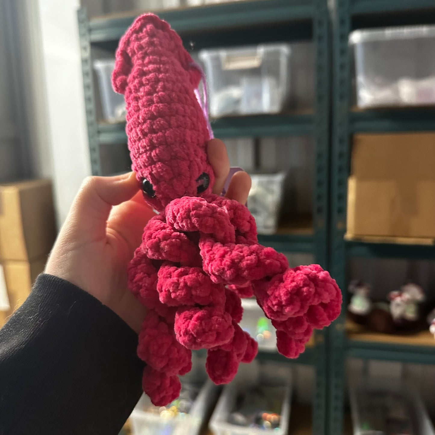 Pink squid crochet friend