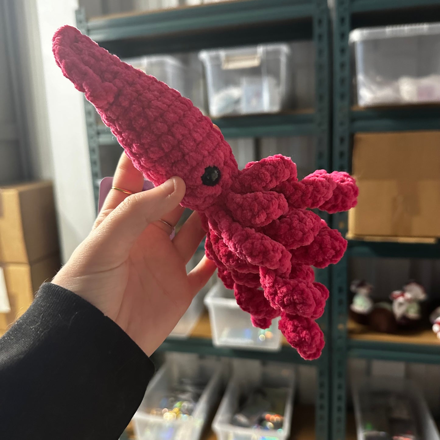 Pink squid crochet friend