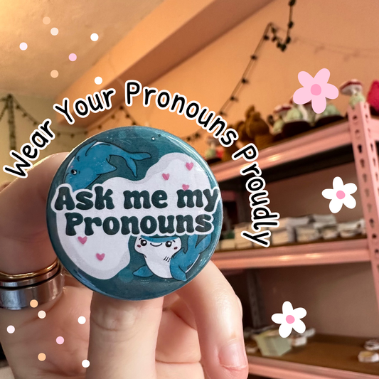 Shark Pronoun Badges