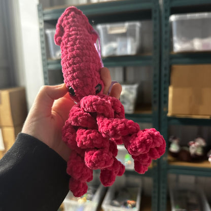 Pink squid crochet friend