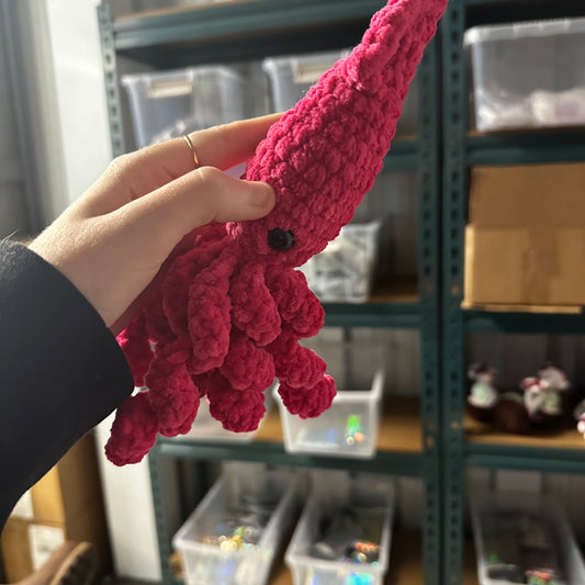 Pink squid crochet friend
