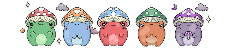 Mushroom Froggy Communication Illustration showing cute characters displaying emotions
